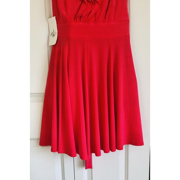 TAYLOR DRESS WOMENS SIZE 10 RED A LINE SLEEVELESS RUFFLE CHEST NEW W/DEFECT - Picture 9 of 12